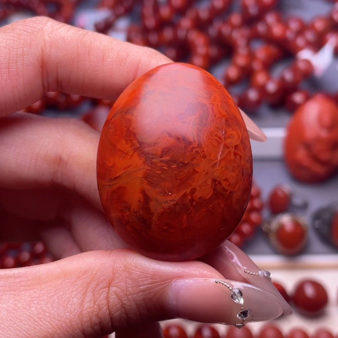 南红玛瑙未镶嵌其他40x31x16 精品柔光瓦西妖孽火焰水滴吊坠