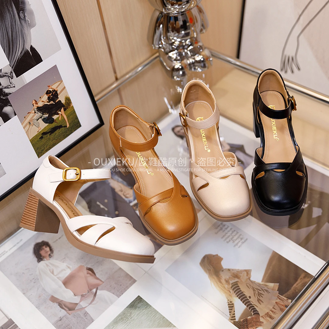 玛丽珍高跟凉鞋复古罗马鞋舒适增高软底软面单鞋