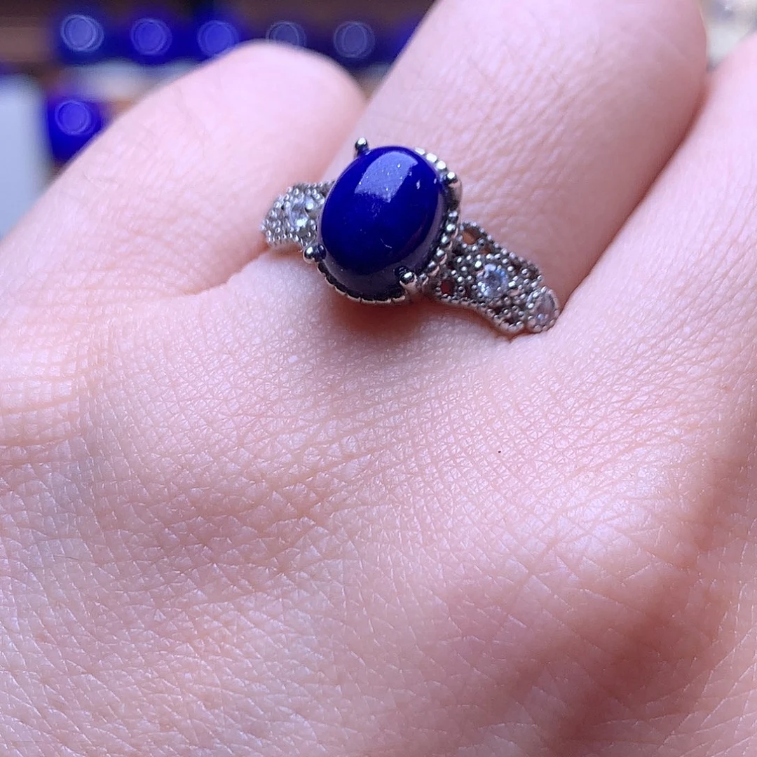 青金石银S925镶嵌戒指