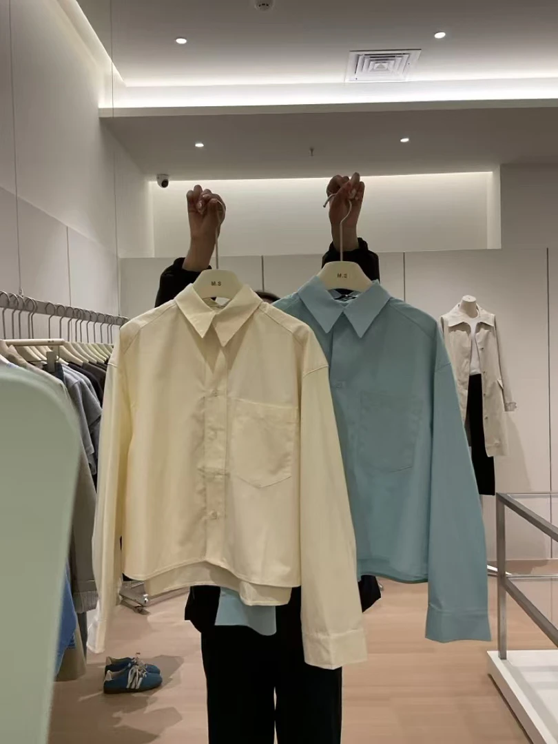 恩熙·韩版气质短款纯色衬衫8608