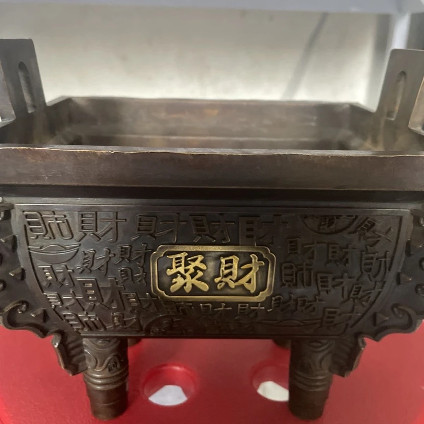 纯铜鎏金大号聚财鼎适合桌面收藏摆放高18厘米重4斤