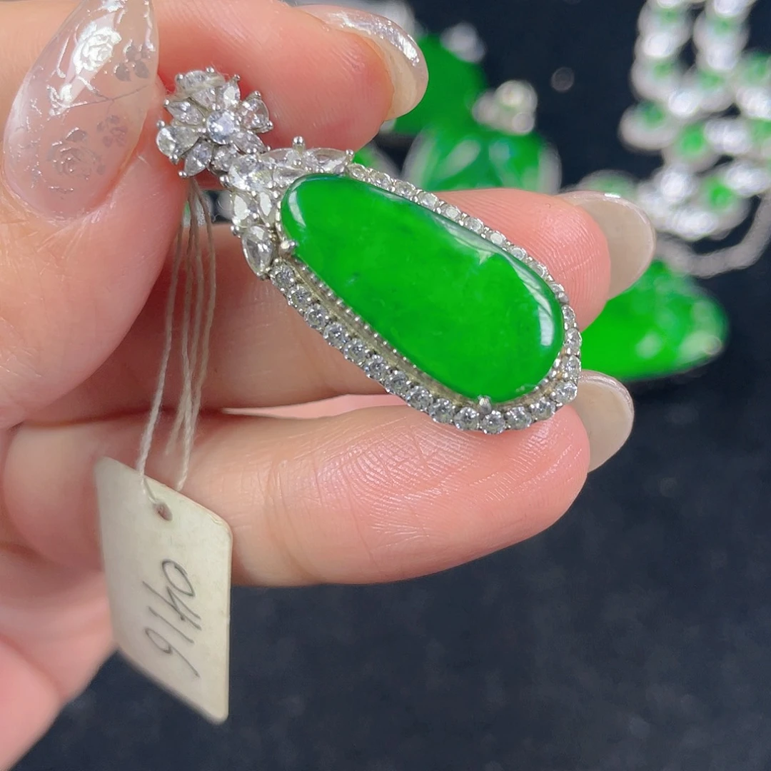 翡翠吊坠(不含链)银S925镶嵌