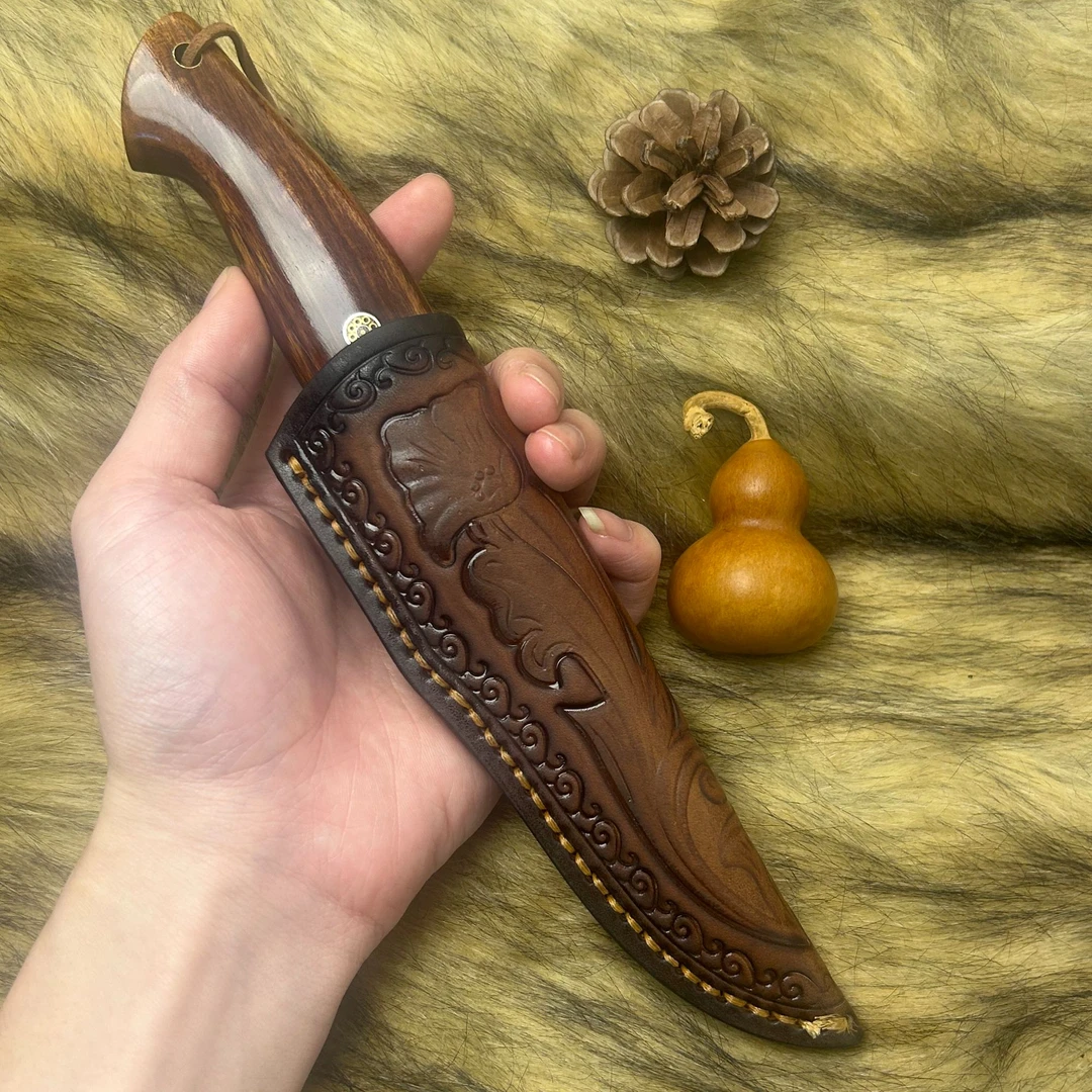 【沙玄】定制款沙铁柄手工大马士革户外收藏