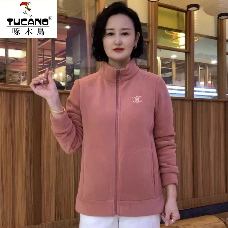 啄木鸟2025新款双面奥利绒外套中老年妈妈秋装加厚保暖秋冬时尚洋