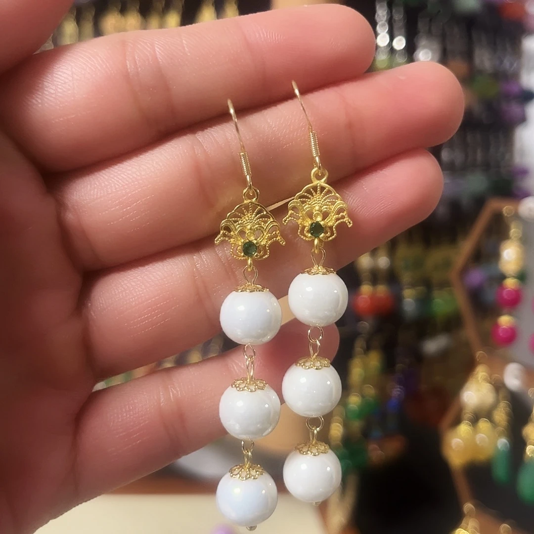 锆石纯铜925银耳饰