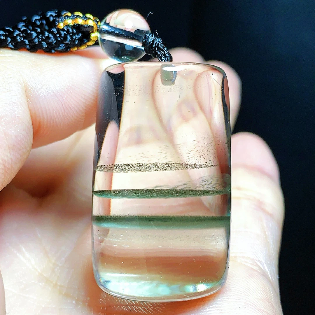 东海水晶天然桶珠绿幽灵水晶吊坠毛衣链通透绿幽灵纯天然100%真品