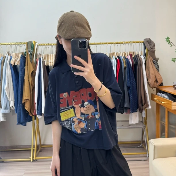 夏季宽松显瘦百搭短款大力水手POLOT恤