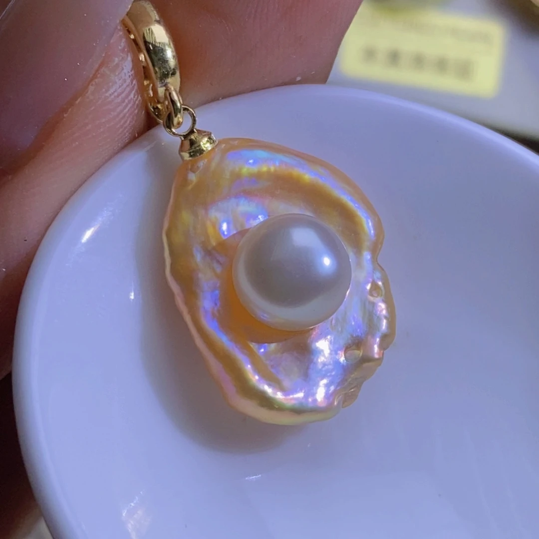 银S925镶嵌淡水珍珠微瑕