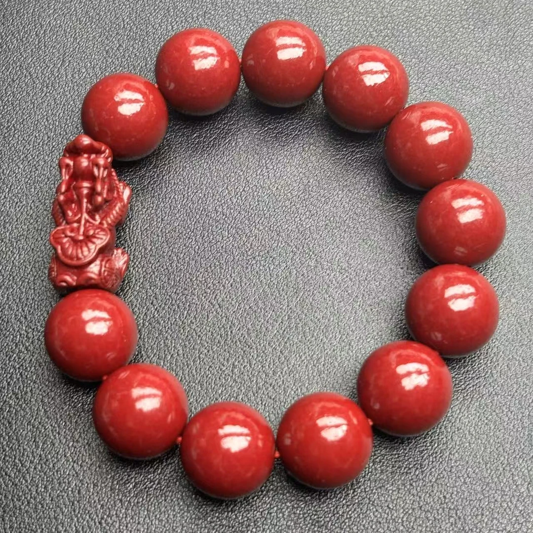含辰砂工艺品q-S7639卡16左右-朱砂貔貅手串