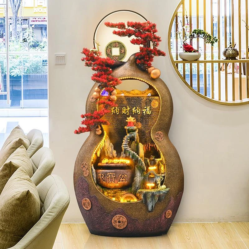 葫芦循环流水摆件客厅乔迁装饰办公室轮招财假山流水喷泉造景