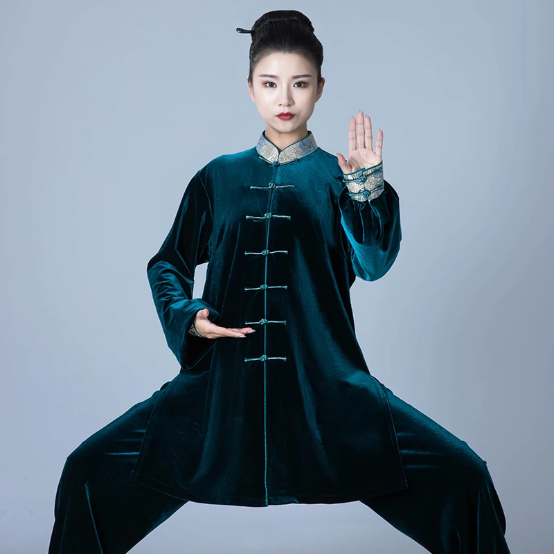【鸿运-】25新款太极服款秋冬季南韩绒加厚武术八段锦太极拳练功服