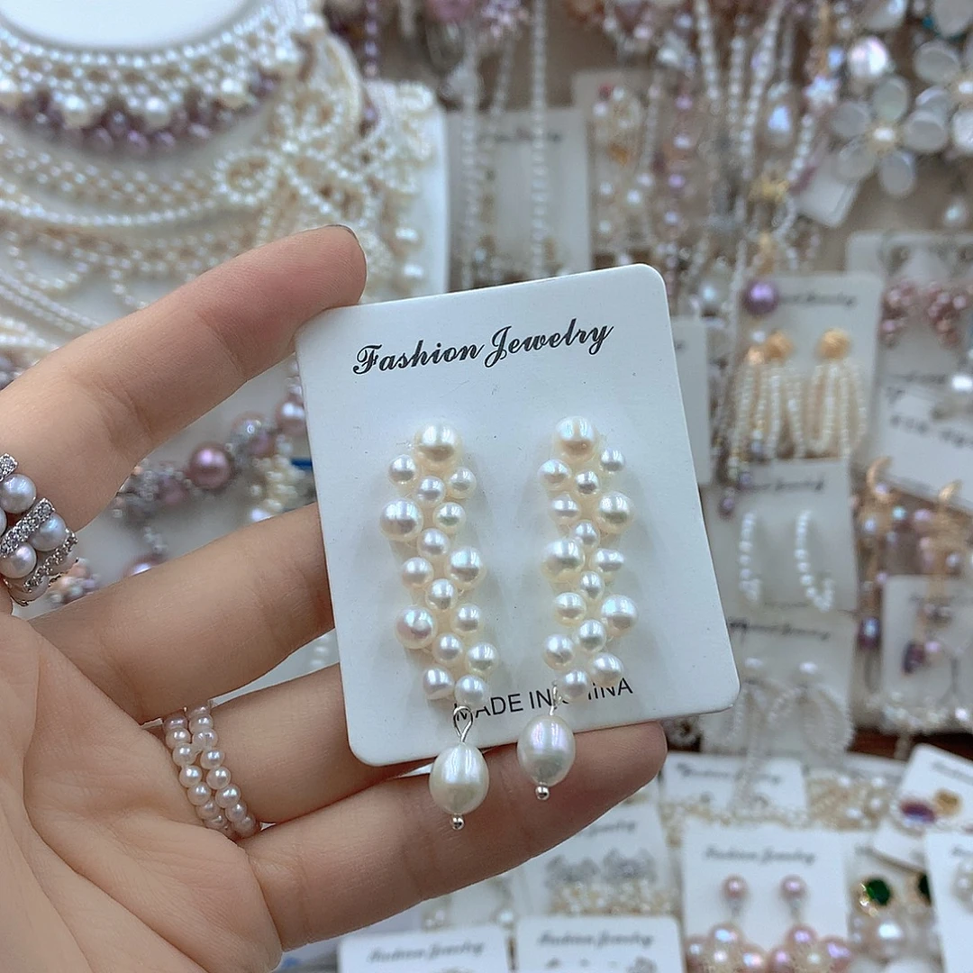 银S925镶嵌淡水珍珠耳饰