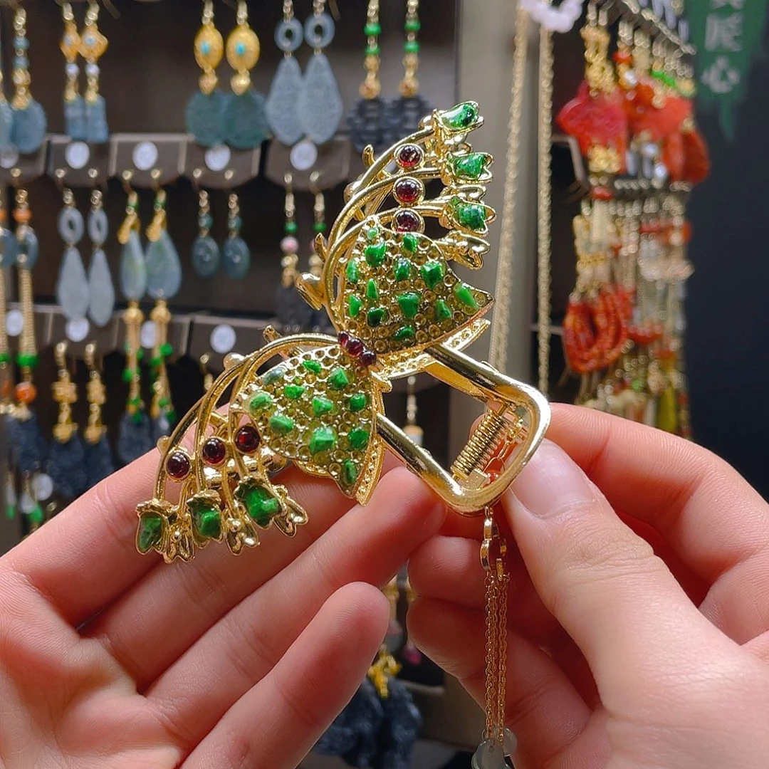 翡翠耳饰合金翡翠