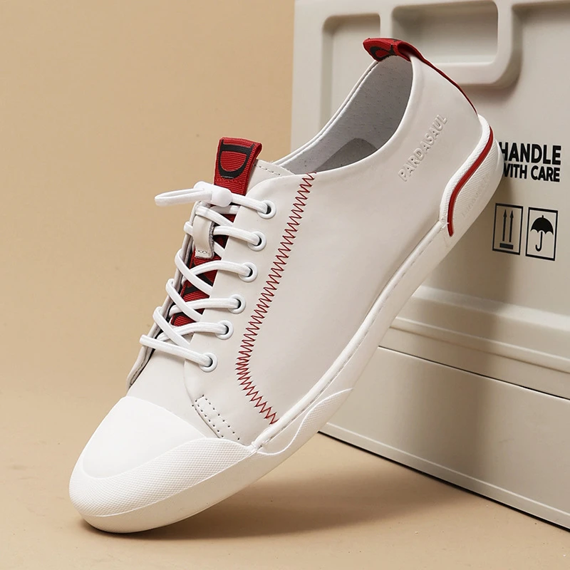 路易圣戈希男士皮面板鞋运动休闲鞋透气百搭潮流小白鞋韩版舒适