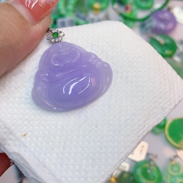 颈饰18K金镶嵌翡翠天然翡翠