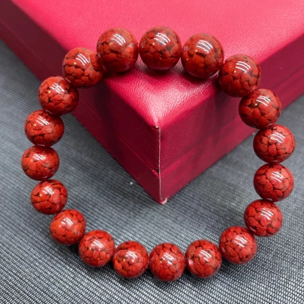 含辰砂工艺品含辰砂工艺品晶体砂10mm素圈手链