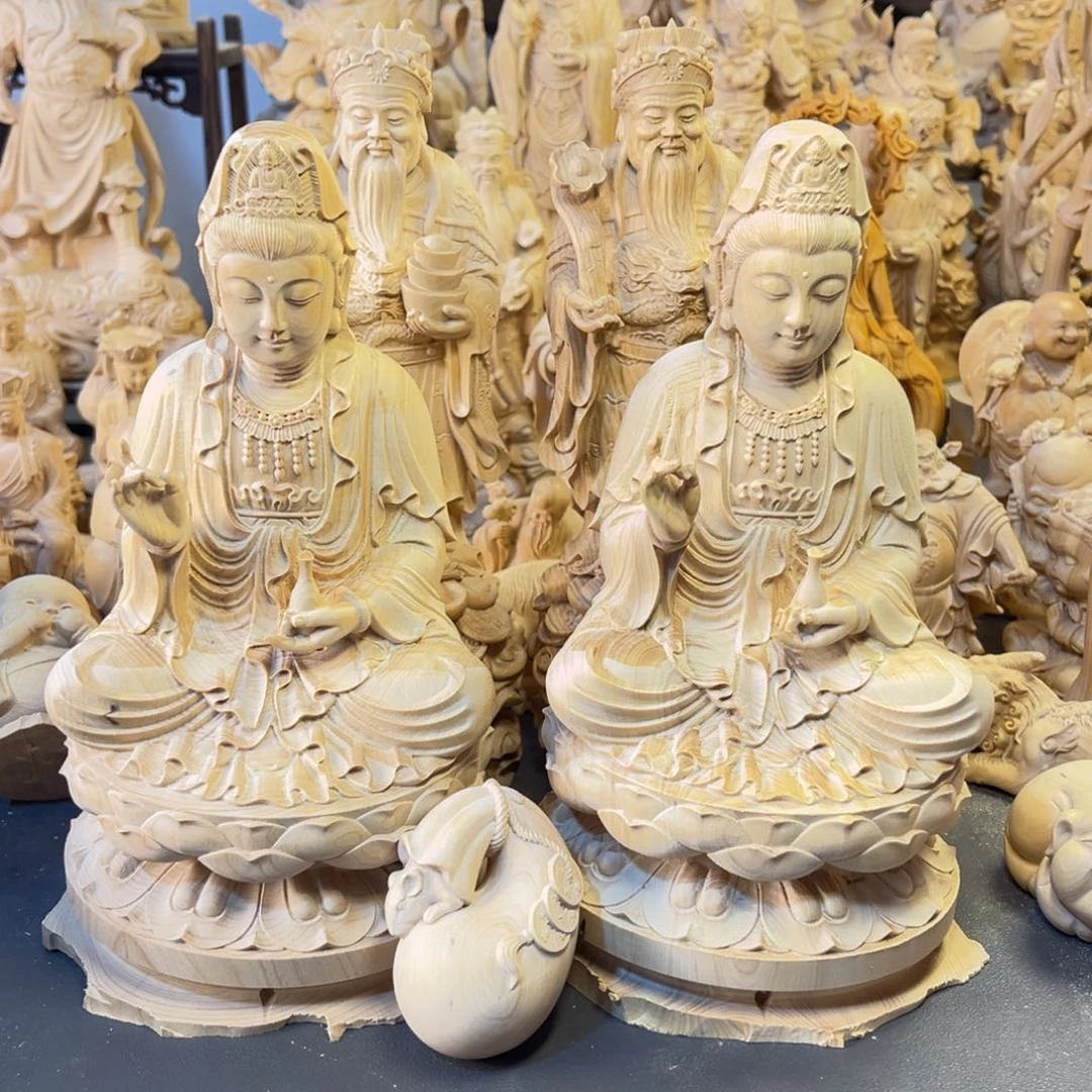 吴***师木小叶黄杨木18高观音2个20高财神2个