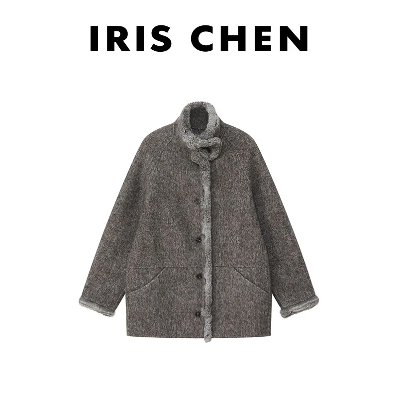 IRIS CHEN 埃菲尔 2025冬款“羊驼羊毛1040g“加厚毛呢外套25WT1121