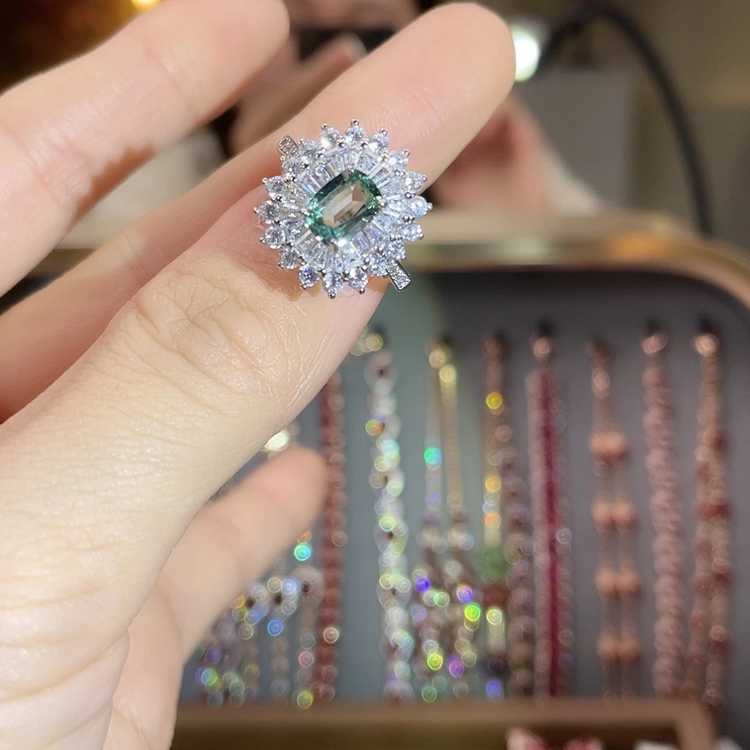 银S925镶嵌碧玺戒指