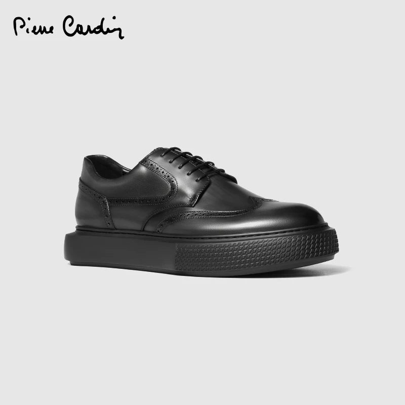 皮尔卡丹pierre cardin 古典系列男鞋头层牛皮雕花休闲鞋P43B2429
