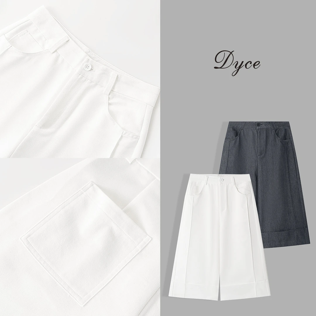 DYCE【摩登假日】棉质纯色显瘦夏季阔腿裤薄款七分裤休闲百搭直筒