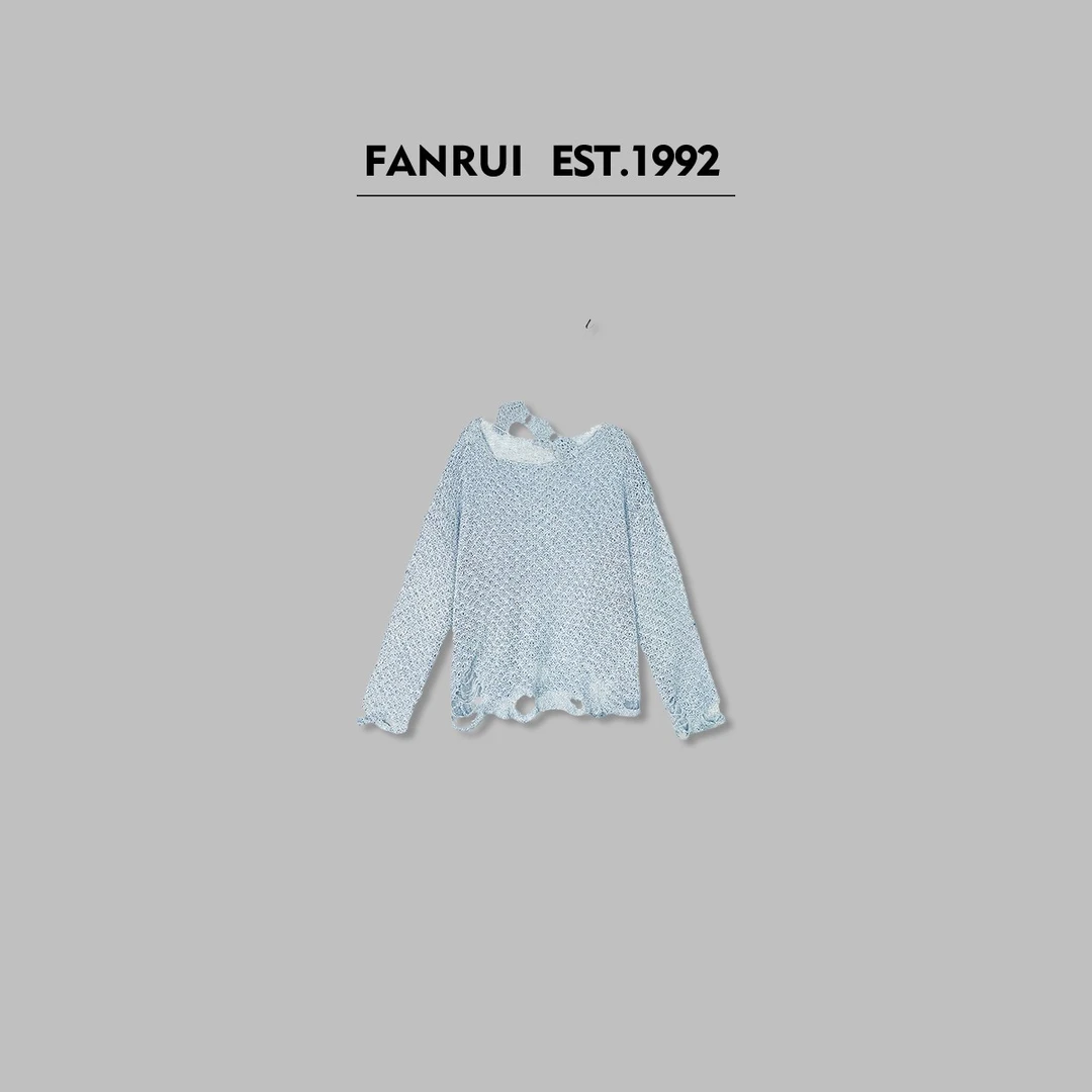 FANRUI/泛芮「微风情书 」镂空山茶花设计洋气百搭针织上衣B14632