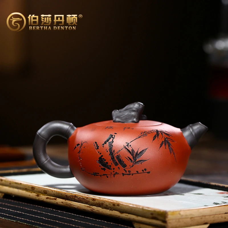 BERTHA DENTON宜兴紫砂壶原矿清水泥正品全手工制祝福370毫升茶壶