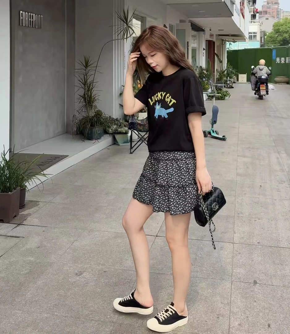 【小猫咪】重工彩色印花小猫T恤#T8077