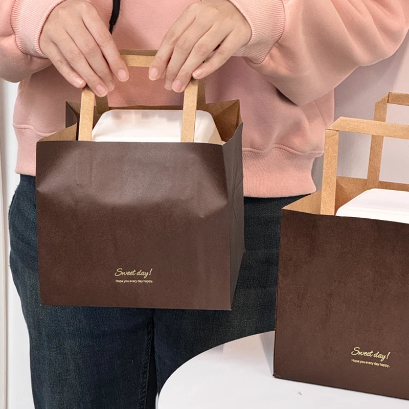 牛皮纸袋手提袋烘焙打包袋面包蛋糕甜品店外卖纸袋子烘培商用定制