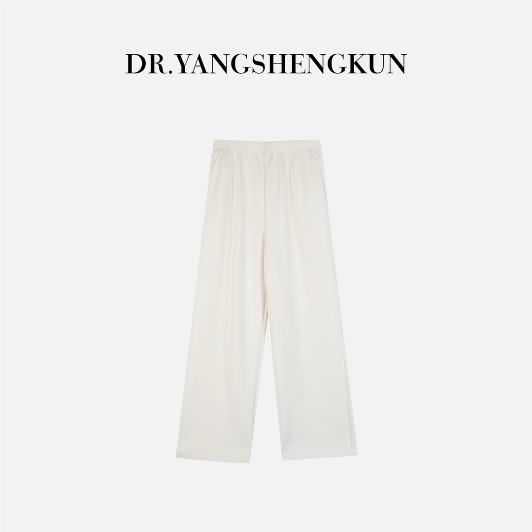 杨圣坤2025冬季醋酸羊毛混纺简约百搭松紧腰直筒休闲裤ES25102261