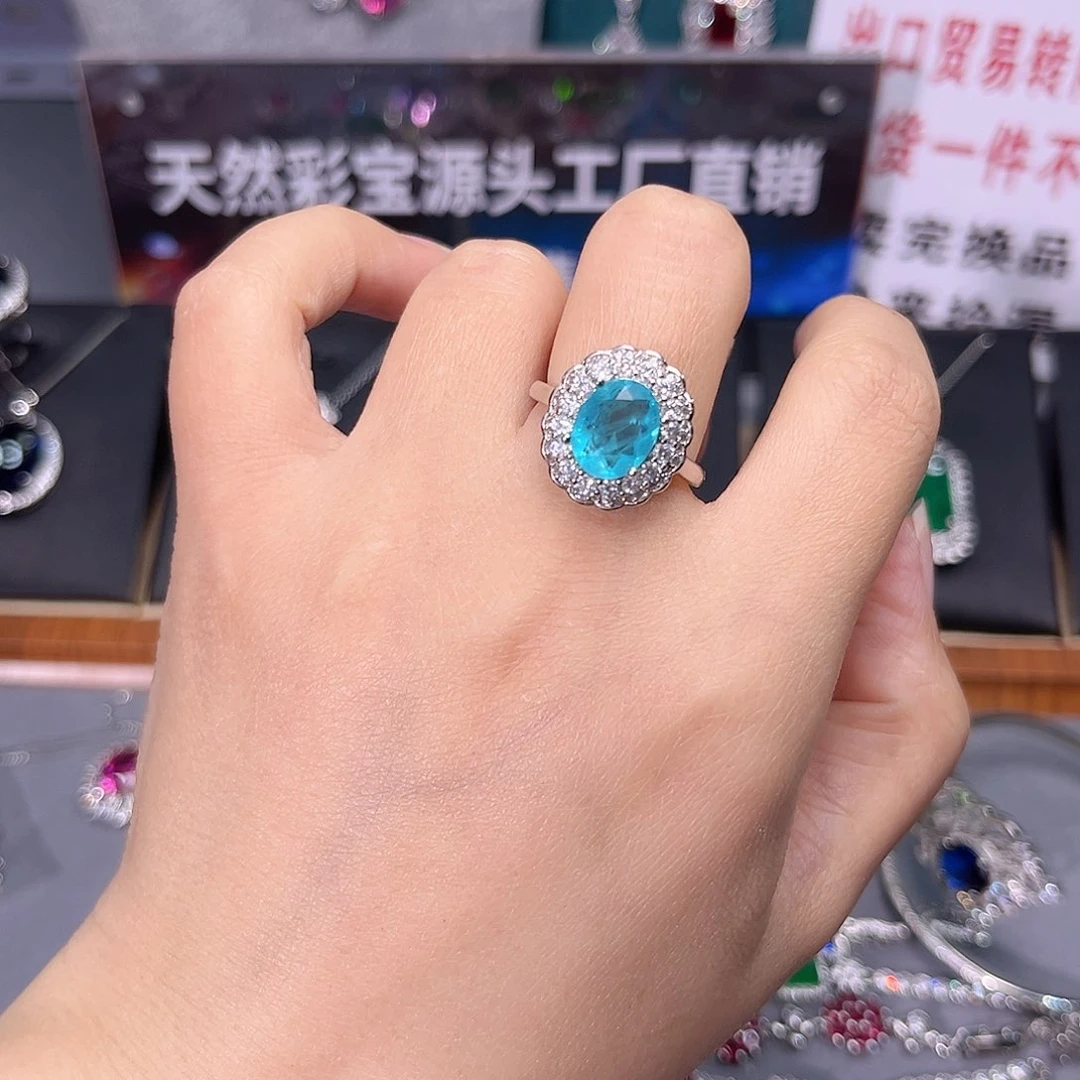 碧玺戒指银S925镶嵌t z 17