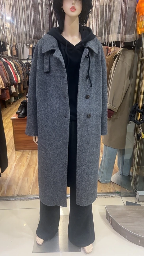 双面绒大衣女长款宽松气质毛呢外套