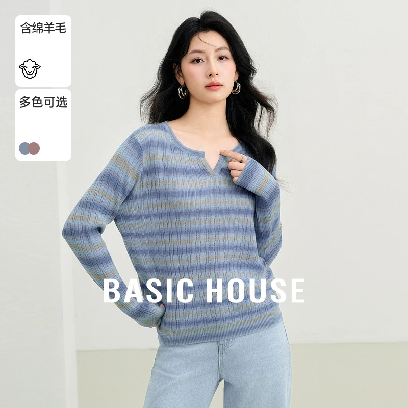 Basic House/百家好秋季新款纯欲洋气小众质感针织衫-B0625H5R132