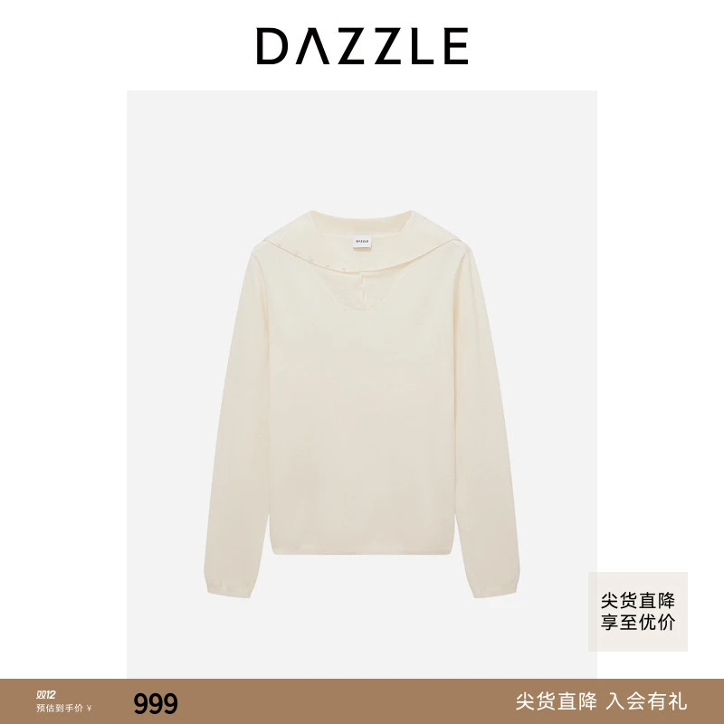 DAZZLE地素毛衣羊毛羊绒混纺套头小上衣针织衫2I4E4711