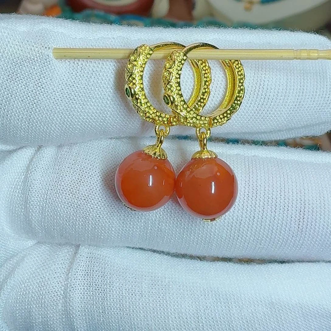 南红玛瑙未镶嵌珠宝奇石精致耳扣