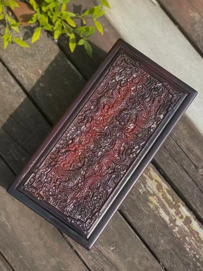 仙匠 大红酸枝精雕双龙戏珠机关盒文玩收纳盒 27*14*9cm