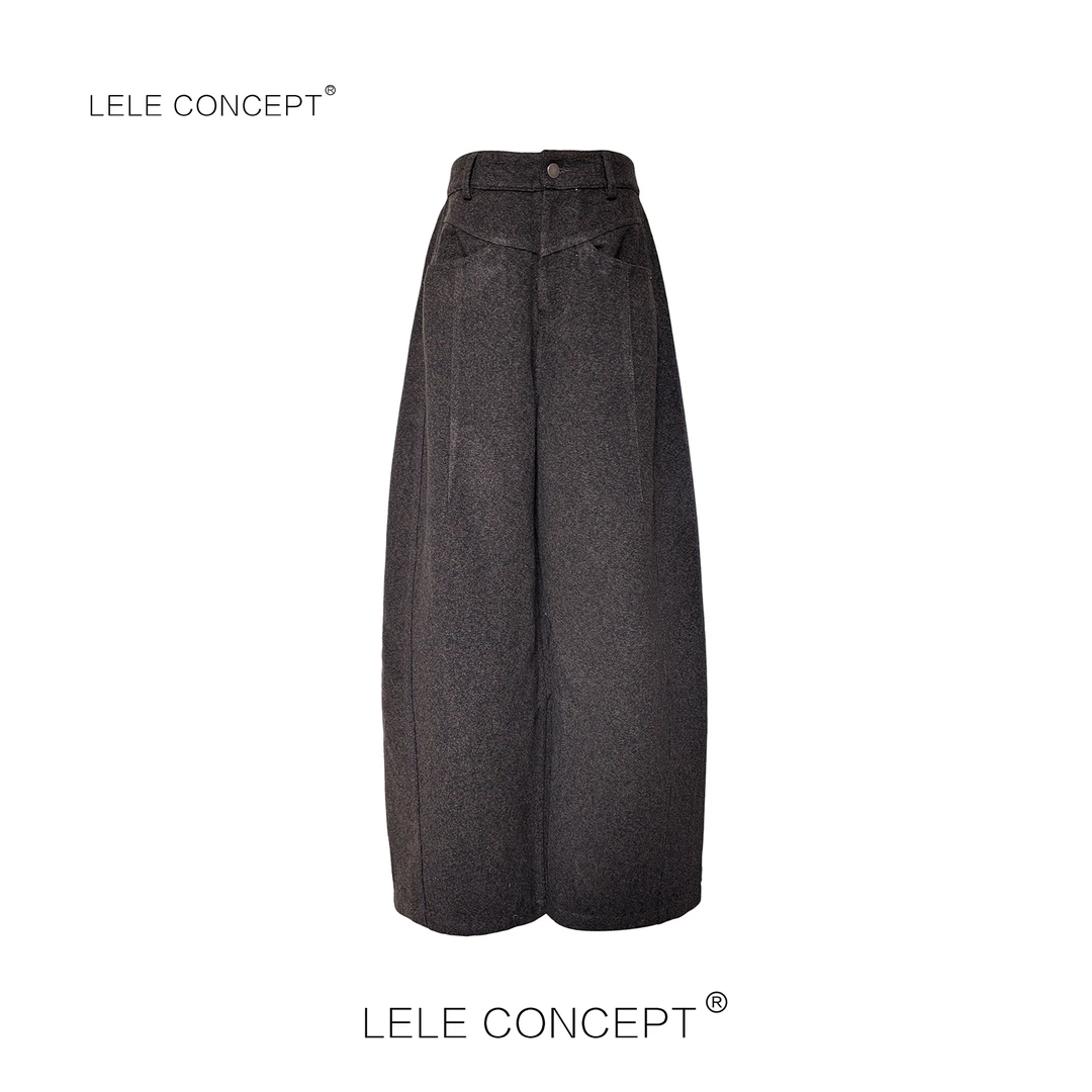 LELE CONCEPT丨「丽」时髦休闲复古港风两色阔腿长裤FK25D0152W