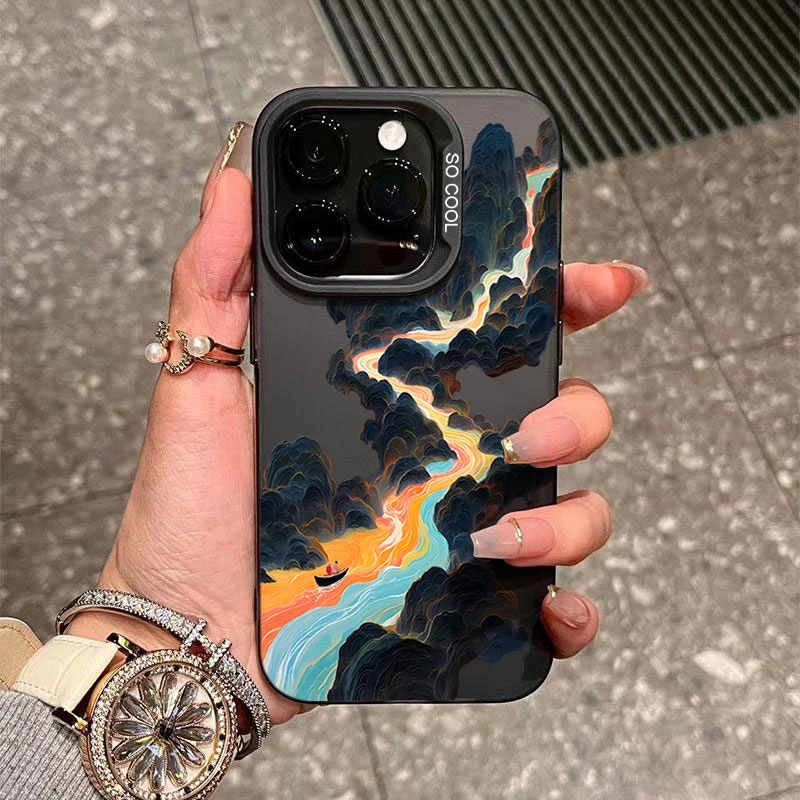 东方意境山水适用苹果16/15手机壳iphone14Promax元气13软胶12/11