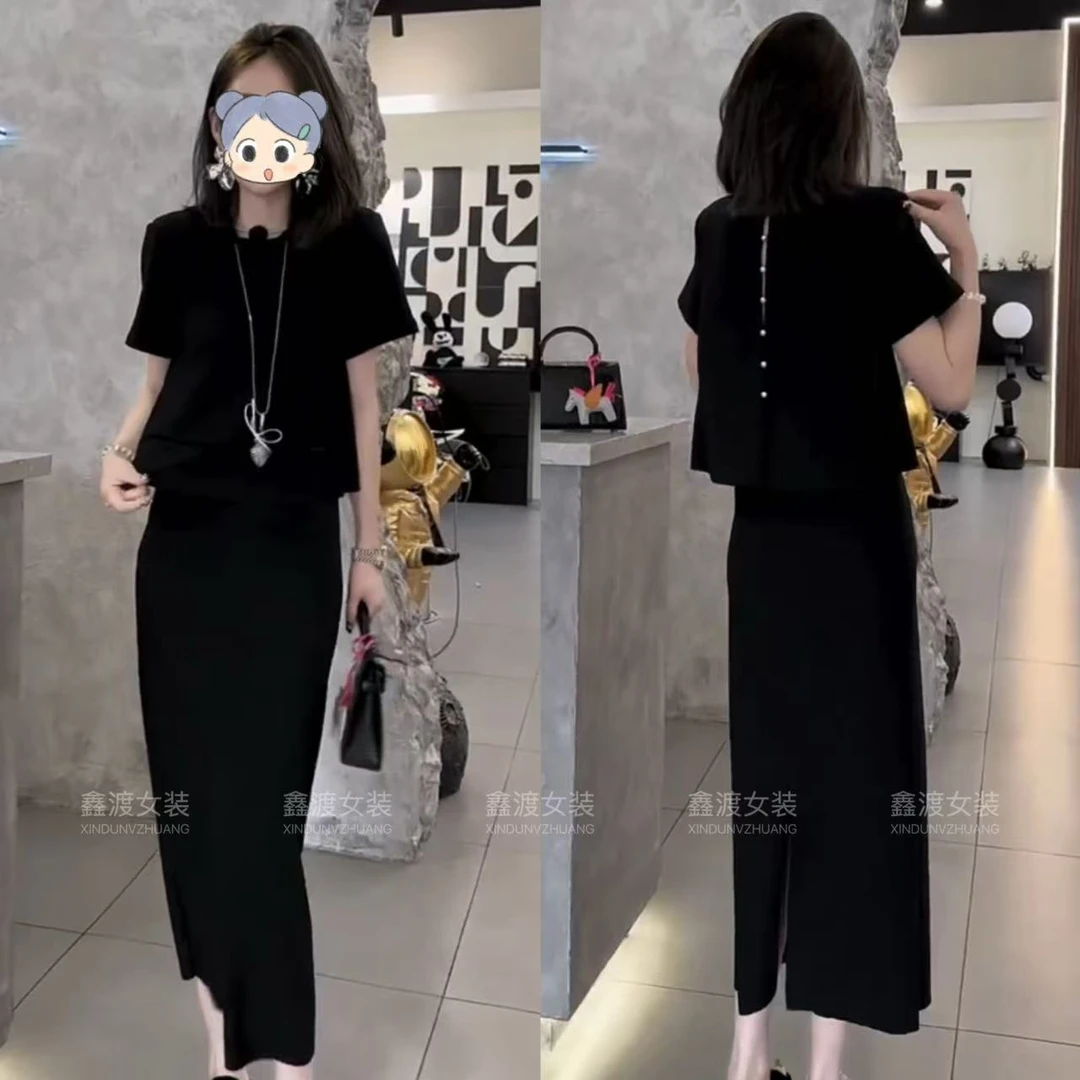 2025夏季新款时尚显瘦气质女士网红洋气两件套百搭款D5816
