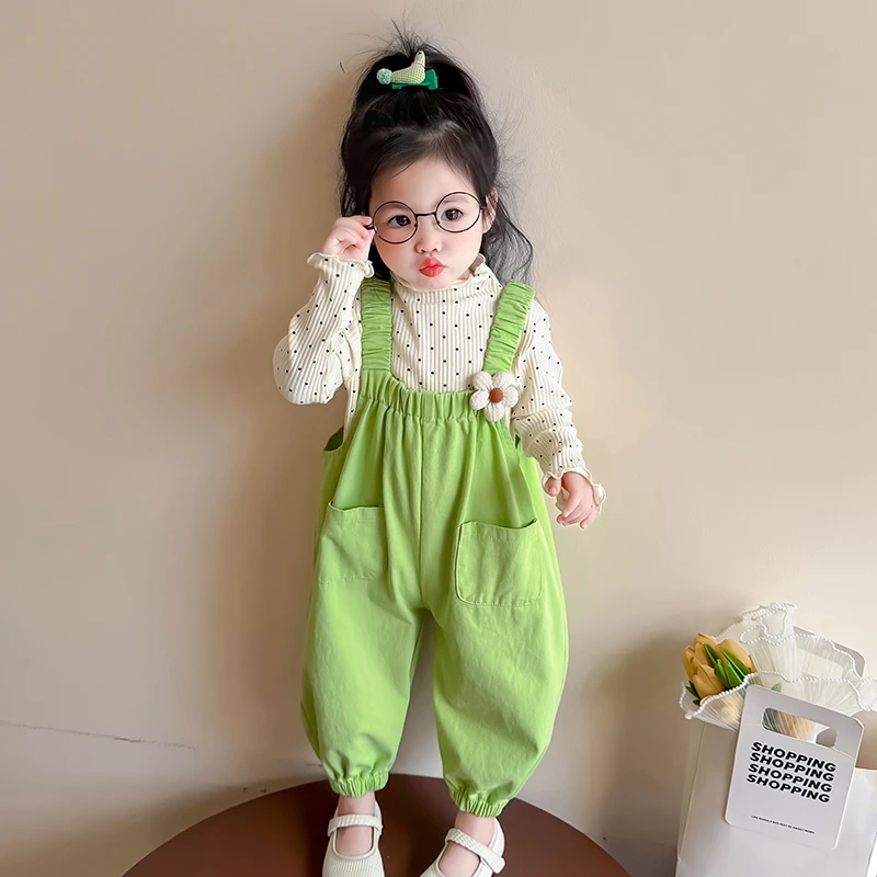 女童背带裤套装洋气儿童春秋装2025新款女宝宝休闲两件套女孩时髦