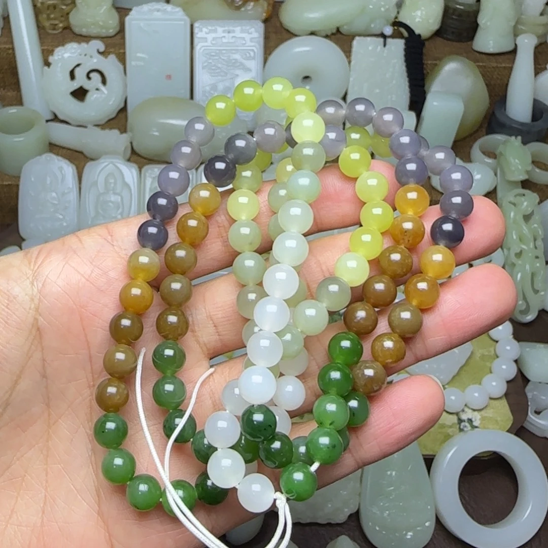 和田玉未镶嵌挂件卡8多宝