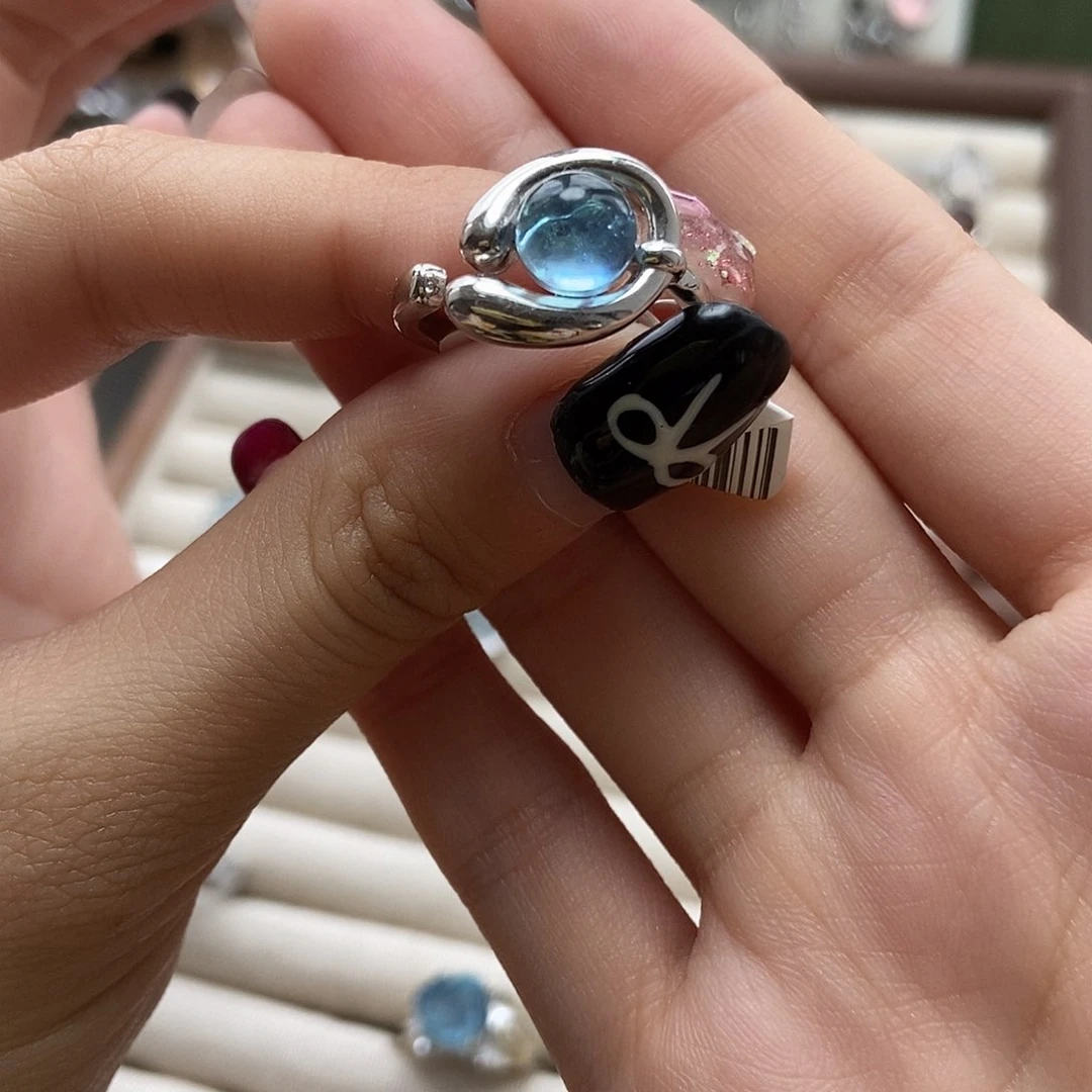 水晶戒指银S925镶嵌夹**?海蓝宝上开口