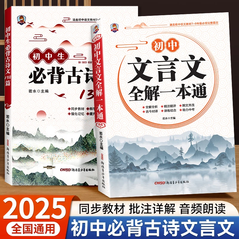 2025初中必背古诗文138篇考点默写+文言文全解一本通同步人教教材