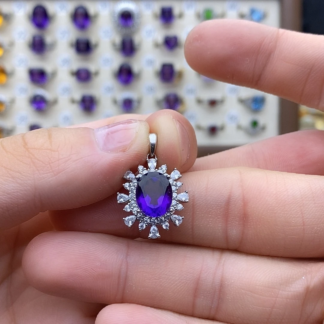 紫晶戒指银S925镶嵌