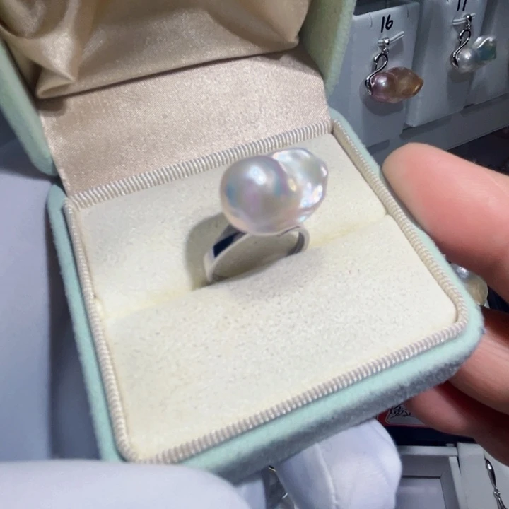 淡水珍珠戒指银S925镶嵌菩***?