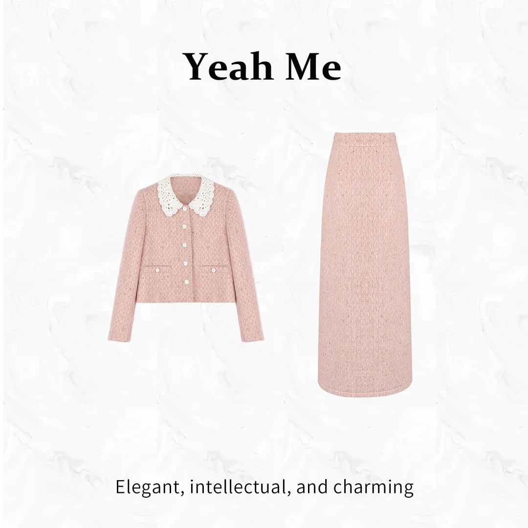 Yeah Me/也觅【暮屿梦痕】冬季简约高级感温柔风羊毛外套半身裙套装