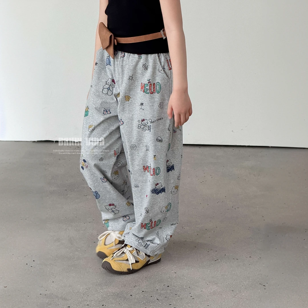 【嗒囜】镰刀风自由裤~赛罗棉220g垂感 女童夏装印花直筒儿童休闲裤