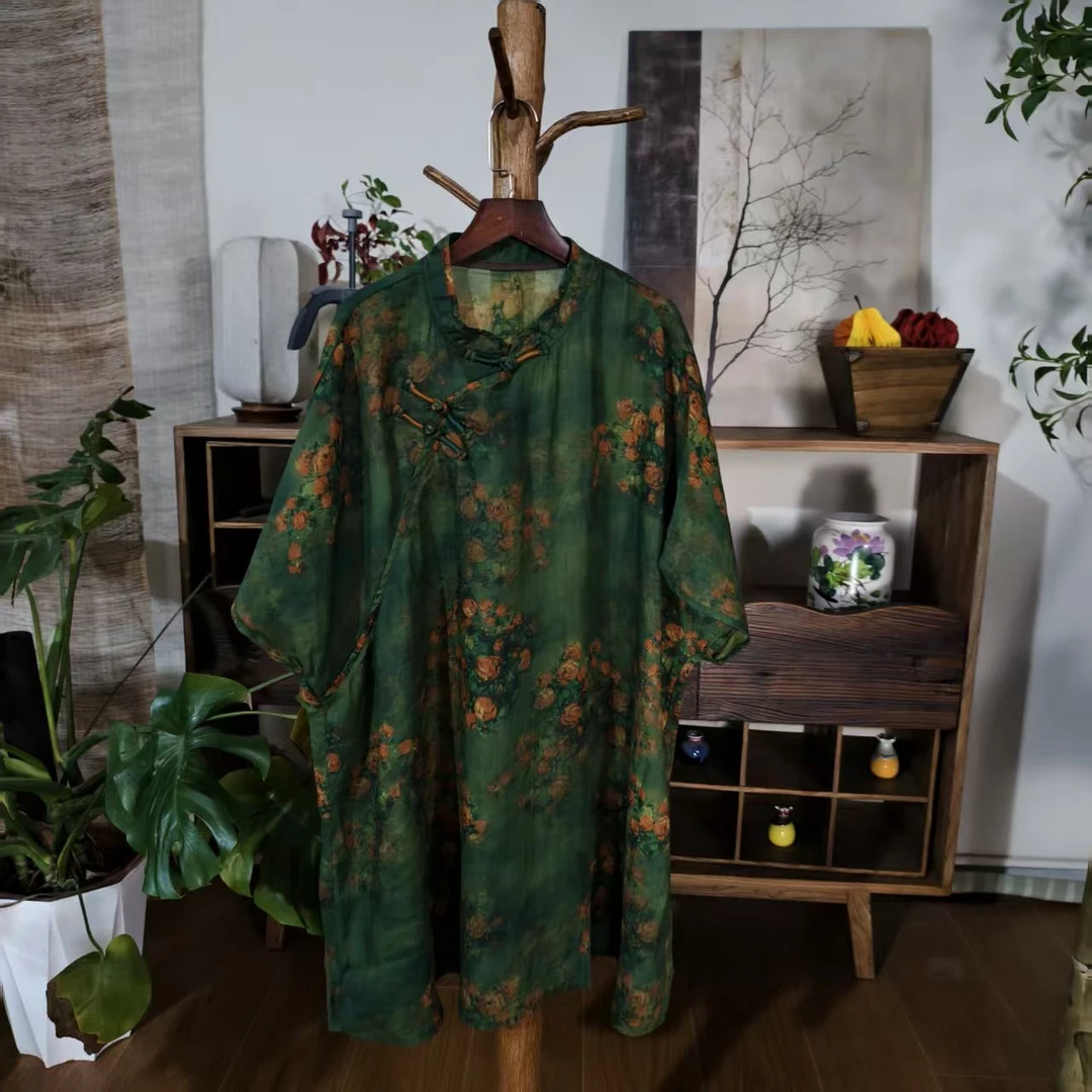 【大梅子推荐】设计款苎麻盘扣袍子SXBY7111