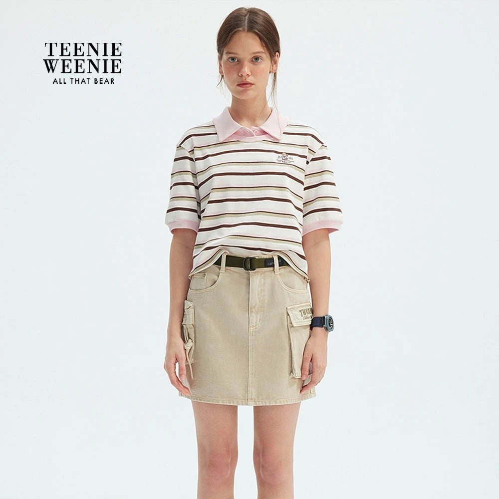 *TeenieWeenie小熊女装T恤2025夏多彩条纹POLO衫上衣TTHA253701T