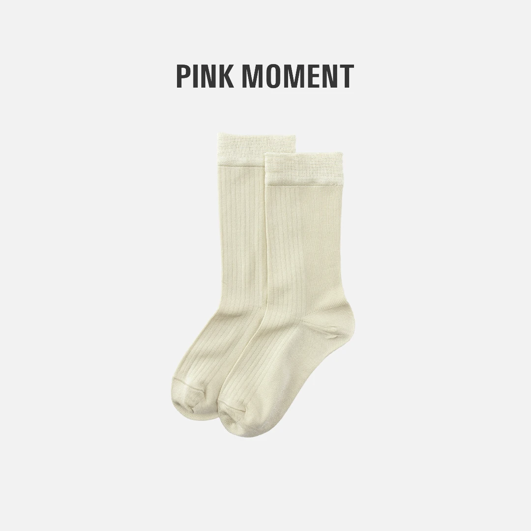 PM王囡囡  丝光棉米白色袜子（两双） ND1A0094